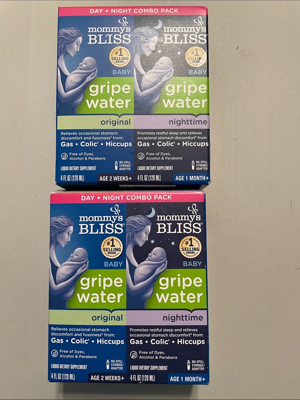 Gripe Water Day & Night Combo Pack — Original & Nighttime Bundle 4 bottles New